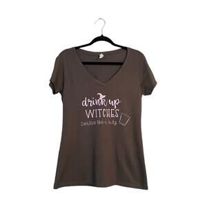 Halloween Shirt Drink Up Witches Sz XL Custom Made V-neck SM for its Size MED?